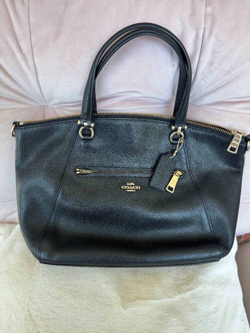 Coach Prairie Satchel In Black Polished Pebble Leather 58874 - No Strap
